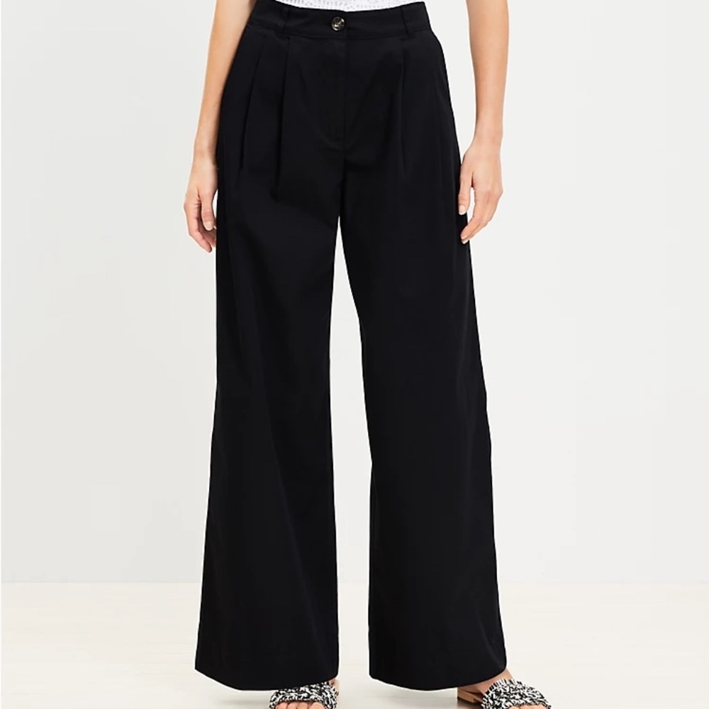 LOFT Petite Poplin Wide Leg Pants 0P